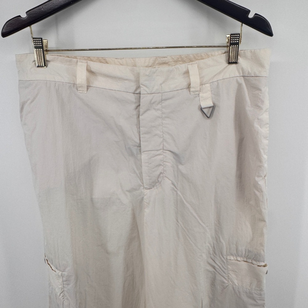 Zara Women Cream Nylon Wide Leg Cargo Pants Size L Streetwear Utility Gorpcore - Picture 2 of 12